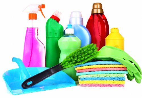 Domestic cleaner dusting and vacuuming a living room in Maidavale